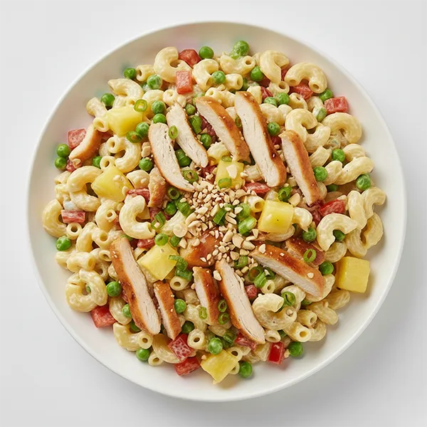 Hawaian Pineapple glazed chicken macroni salad